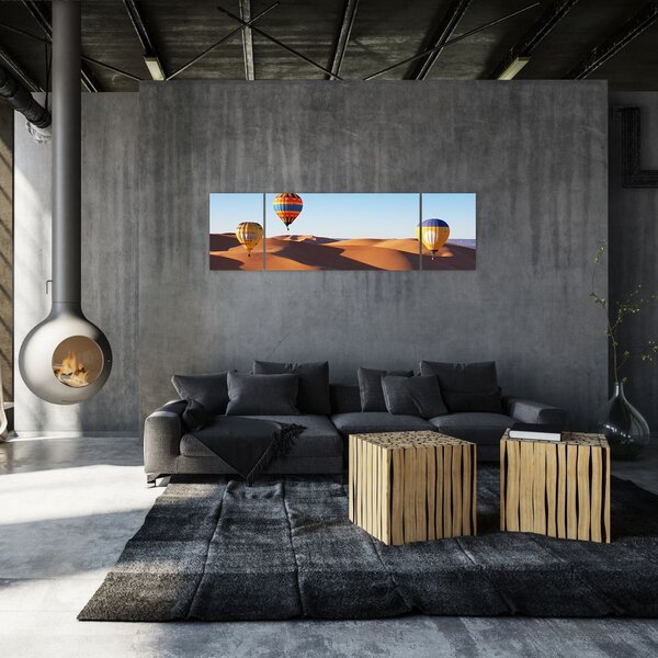 Obraz - latające balony na pustyni (170x50 cm)