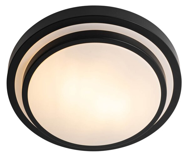 Nowoczesna lampa sufitowa czarna z białym 35 cm 2-punktowa IP44 - Walden