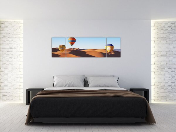 Obraz - latające balony na pustyni (170x50 cm)