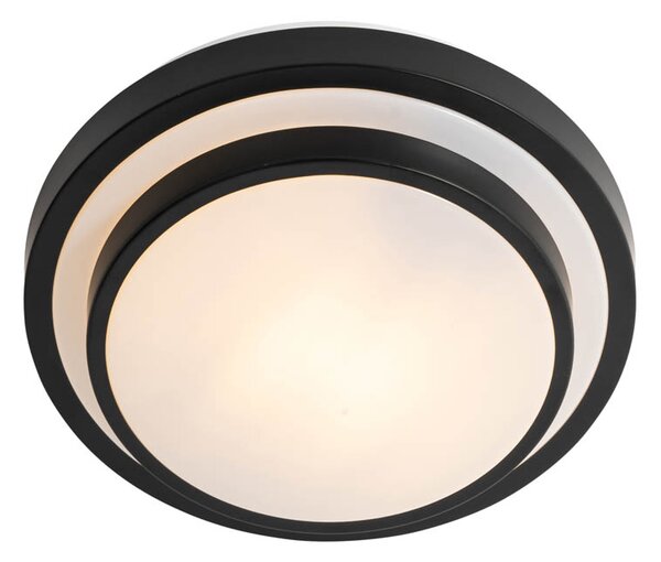 Nowoczesna lampa sufitowa czarna z białą 25 cm IP44 - Walden