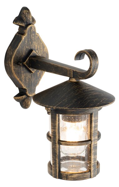 Klasyczna lampa ścienna zewnętrzna antyczne złoto IP44 - Herb