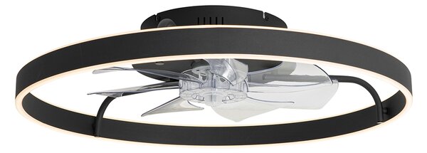Wentylator sufitowy czarny 70 cm z LED z możliwością ściemniania i pilotem - Maddy