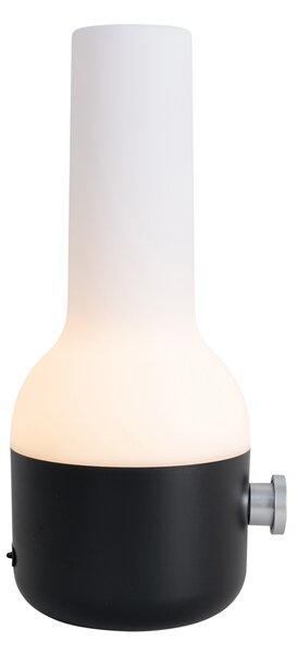 Zestaw 2 lamp stołowych zewnętrznych czarny z białym, w tym akumulatorowe LED - Haard