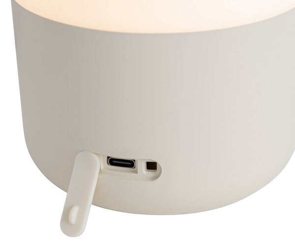 Zestaw 2 lamp stołowych zewnętrznych beżowych z białymi, z wbudowanymi akumulatorowymi diodami LED - Haard
