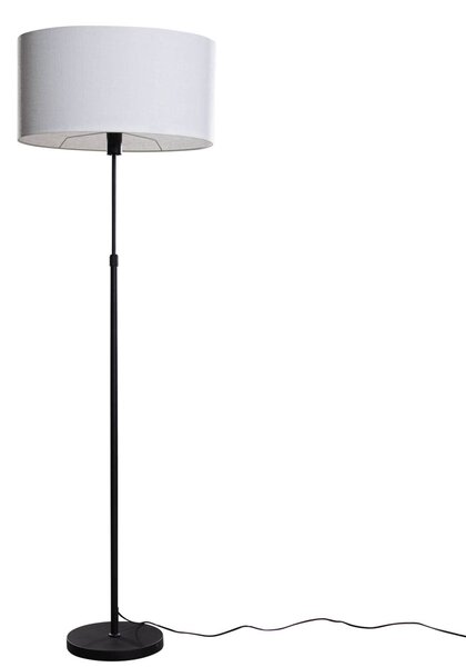 Lampa podłogowa czarna z owalnym abażurem lnianym białym 50cm - Parte