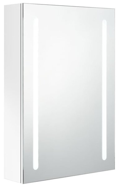 Szafka łazienkowa z lustrem i LED, lśniąca biel, 50x13x70 cm