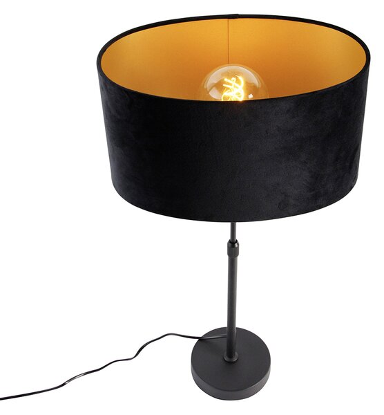 Lampa stołowa czarna z owalnym aksamitnym abażurem, 35 cm - Parte