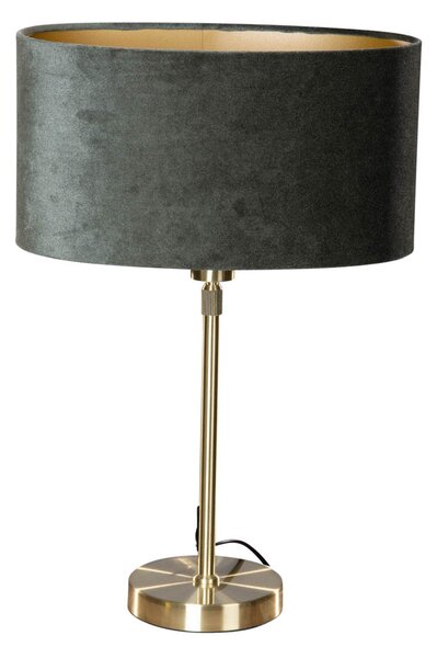 Lampa stołowa złota z owalnym aksamitnym abażurem zielonym 35 cm - Parte