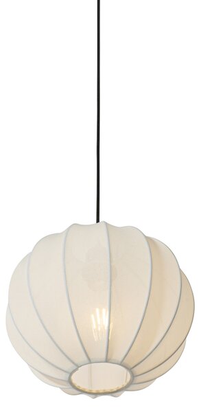 Lampa wisząca w stylu japandi, jedwab biały, 30 cm - Plu