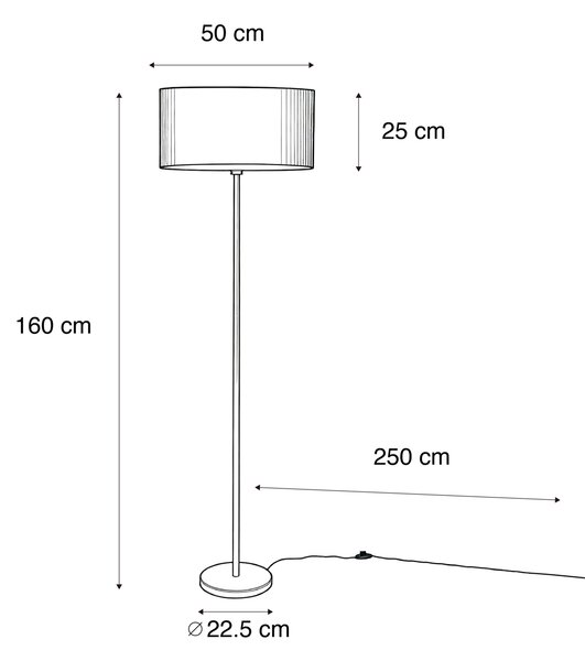 Lampa podłogowa mosiężna z owalnym aksamitnym abażurem zielonym 50cm - Simplo