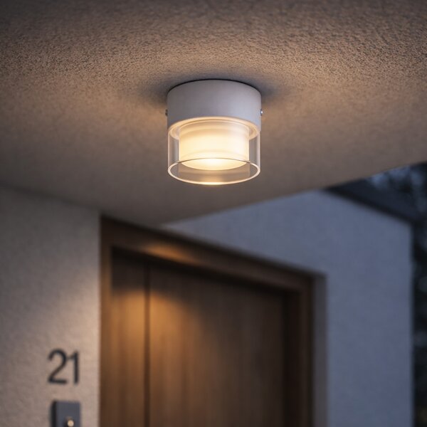 Nowoczesna lampa sufitowa biała z przezroczystym szkłem - Puck