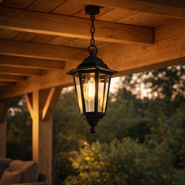 Lampa wisząca zewnętrzna czarna - New Haven