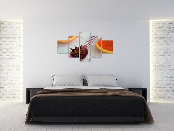 Obraz cynamonu na łyżce (125x70 cm)
