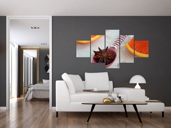 Obraz cynamonu na łyżce (125x70 cm)