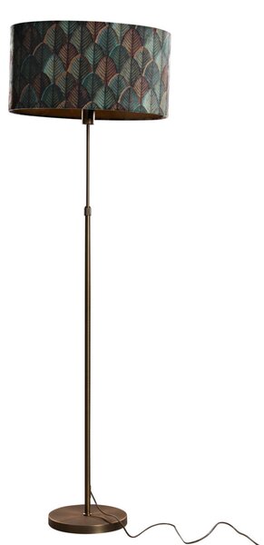 Lampa podłogowa brązowa z owalnym aksamitnym abażurem w designie liści 50cm - Parte
