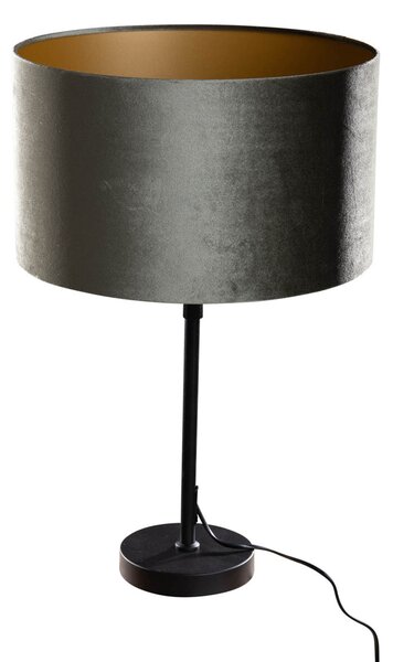 Lampa stołowa czarna z zielonym aksamitnym abażurem 35 cm - Parte