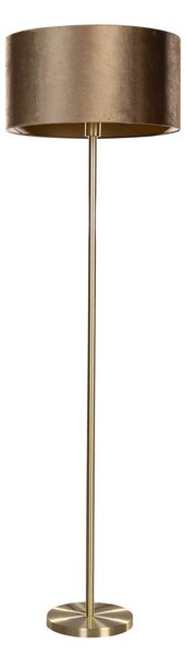 Lampa podłogowa mosiężna z welurowym abażurem w kolorze brązu 50 cm - Simplo