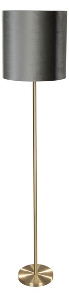 Lampa podłogowa mosiężna z welurowym abażurem zielonym 40cm - Simplo