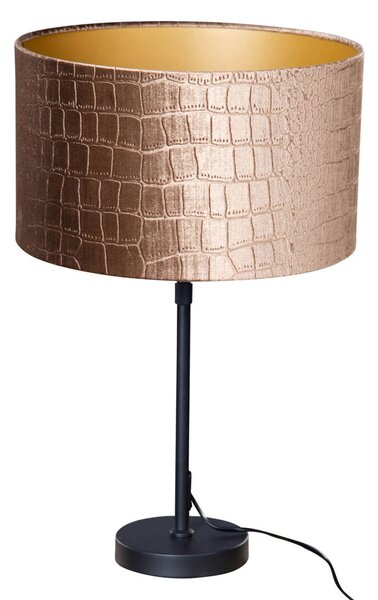 Lampa stołowa czarna z aksamitnym abażurem w designie krokodyla 35cm - Parte