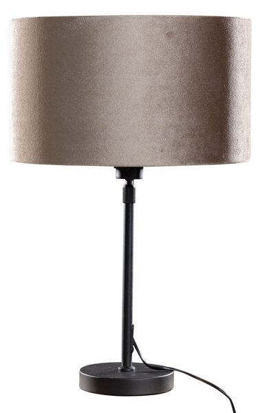Lampka stołowa czarna z abażurem z weluru taupe 35 cm - Parte