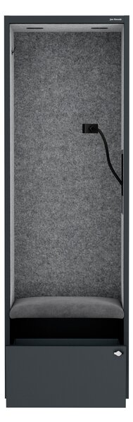 Szafa z siedziskiem i strefą wyciszenia SALLY MentalBox, antracytowy korpus, szare siedzisko, 1850 x 600 x 400 mm
