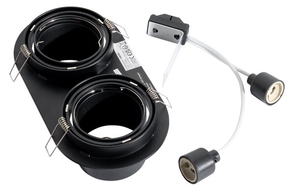 Okrągły podtynkowy reflektor czarny GU10 70 mm, regulowany, 2-punktowy - Installa