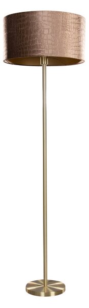 Lampa podłogowa mosiężna z welurowym abażurem wzór krokodyla 50cm - Simplo
