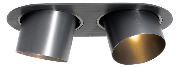Okrągły podtynkowy reflektor GU10 70 mm, kolor brązowo-szary, regulowany, 2-punktowy - Installa