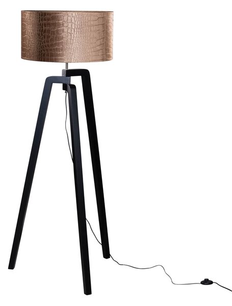 Lampa podłogowa czarna z aksamitnym abażurem wzór krokodyla 50cm - Puros