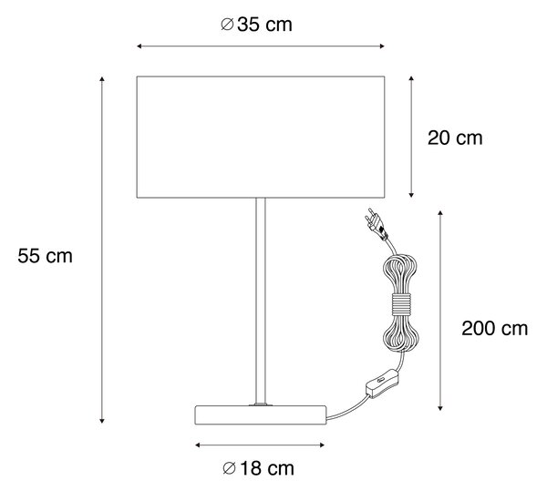 Lampa stołowa mosiężna z brązowym aksamitnym abażurem 35 cm - Kaso