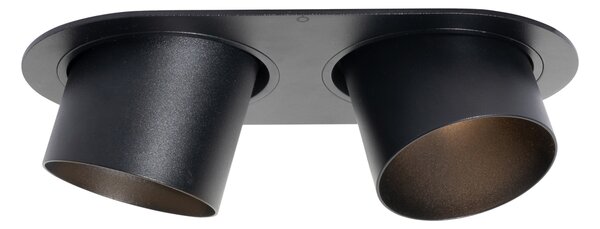 Okrągły podtynkowy reflektor czarny GU10 70 mm, regulowany, 2-punktowy - Installa