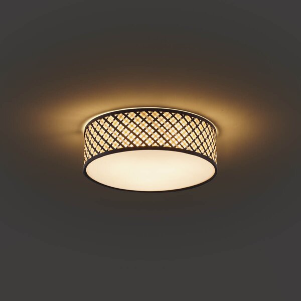 Orientalna lampa sufitowa z rattanu z czarnym wykończeniem 40cm - Tremmo