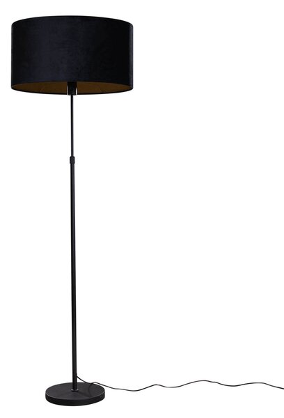 Lampa podłogowa czarna z owalnym aksamitnym abażurem 50 cm - Parte