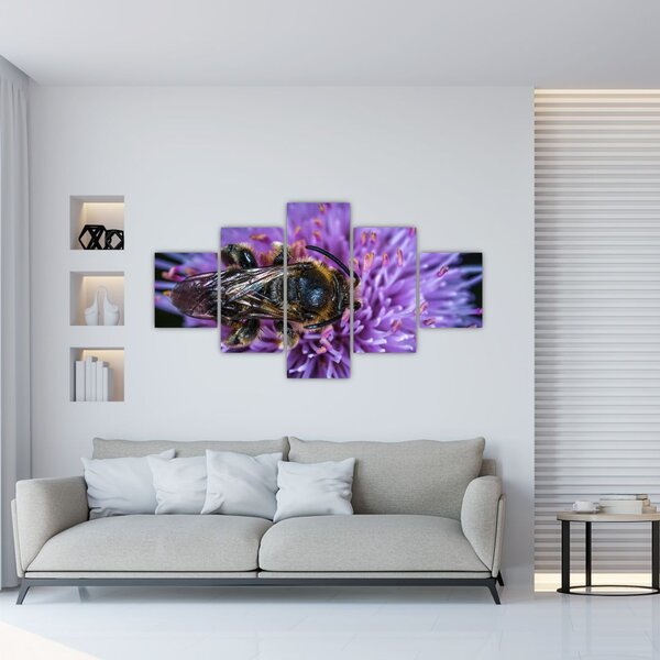 Obraz pszczoły na kwiatku (125x70 cm)