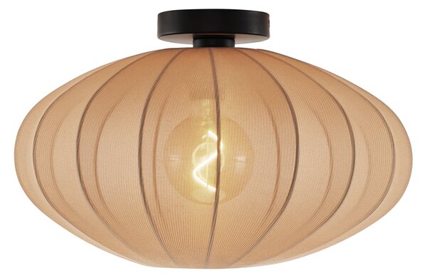 Lampa sufitowa w stylu japandi, brązowa, z abażurem z tkaniny - Bida