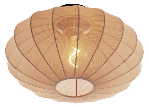 Lampa sufitowa w stylu japandi, brązowa, z abażurem z tkaniny - Bida