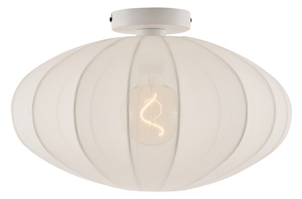 Biała lampa sufitowa w stylu japandi z abażurem z tkaniny - Bida