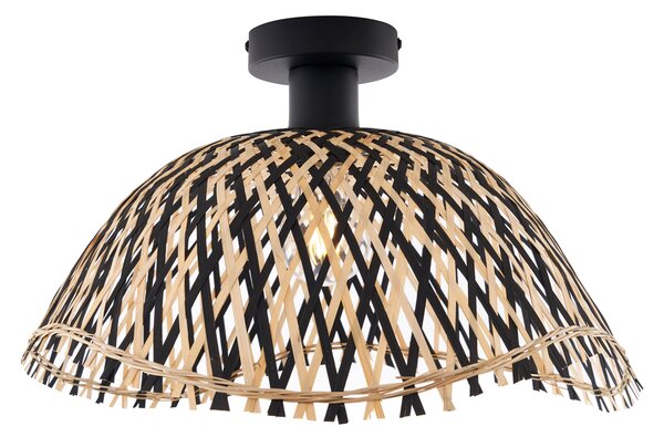 Lampa sufitowa w stylu art deco, czarna bambusowa, 40 cm - Alka