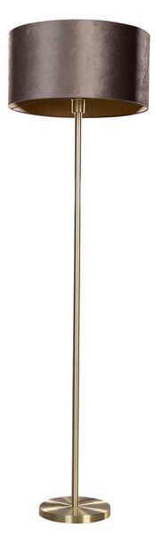 Lampa podłogowa mosiężna z welurowym abażurem w kolorze brązowym 50 cm - Simplo
