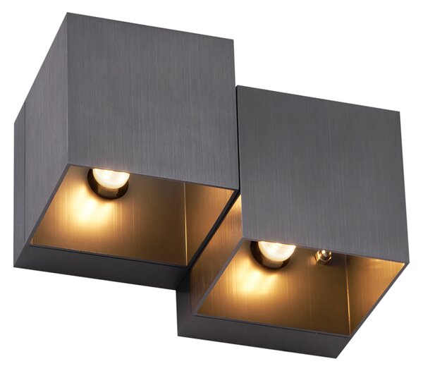 Nowoczesna lampa ścienna, antracytowa, 2 źródła światła - Transfer Double