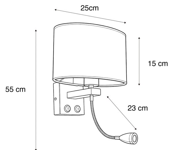 Lampa ścienna mosiężna z owalnym aksamitnym abażurem zielonym 25cm - Brescia Combi