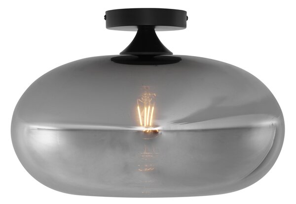Lampa sufitowa w stylu art deco, czarna, z dymionym szkłem, 40 cm - Busa