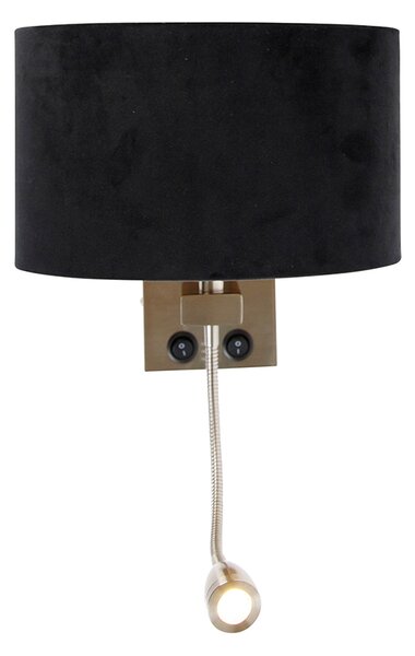 Lampa ścienna ze stali z owalnym aksamitnym abażurem, czarna, 25 cm - Brescia Combi