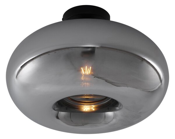 Lampa sufitowa w stylu art deco, czarna, z dymionym szkłem, 40 cm - Busa