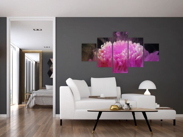 Obraz kwiatu w różowym dymie (125x70 cm)
