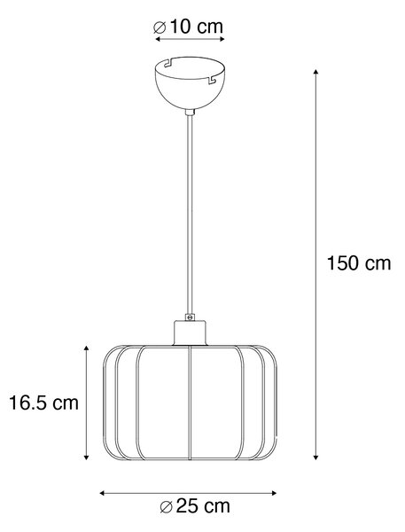 Lampa wisząca Japandi czarna z białym kloszem 25 cm - Madleine