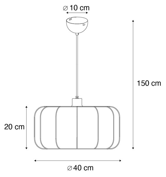 Lampa wisząca Japandi czarna z białym kloszem 40 cm - Madleine