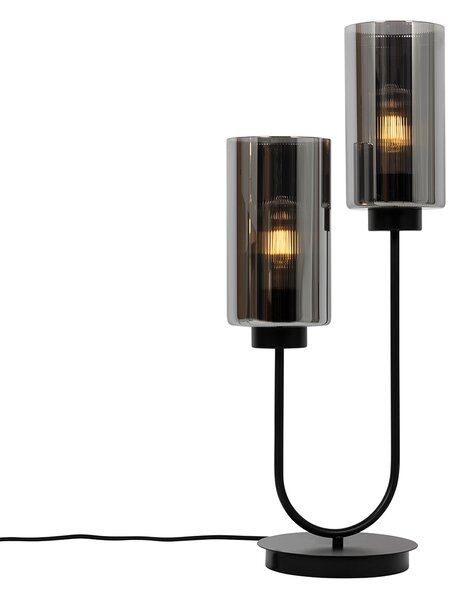 Inteligentna lampa stołowa czarna z przydymionym szkłem 2-źródłowa, w tym 2 Wifi ST64 - Laura