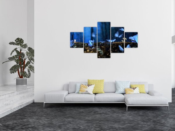 Obraz niebieskich motyli (125x70 cm)