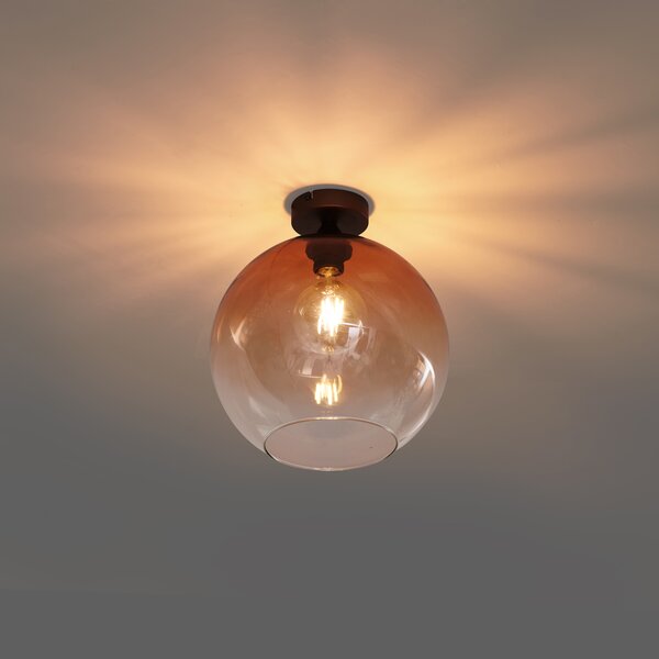 Lampa sufitowa Art Deco ciemny brąz z brązowym szkłem - Sandra
